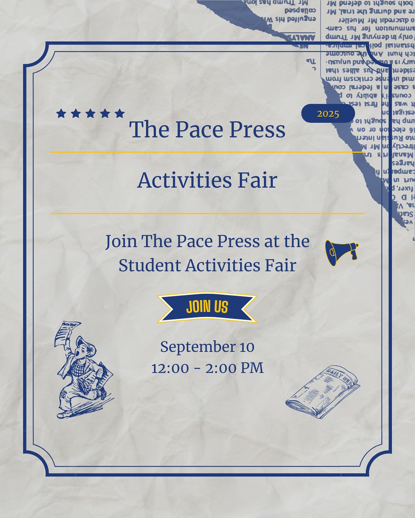 See you tomorrow!!! 👀👀
Make sure to stop by our table and meet with us 💕
🗞️ Student Center, One Pace Plaza
🖊️ 12:00 pm - 2:00 pm